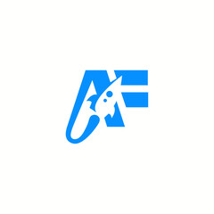 Travel logo letters a and f in blue