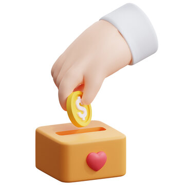 Hand giving donation for humanity 3D object icon