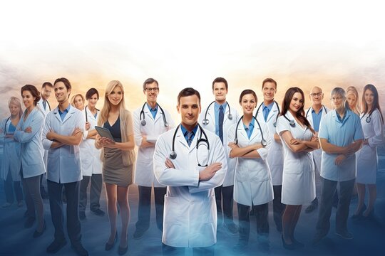 team group doctors nurses doctor medic medicine clinic hospital family profession nurse woman man male female people student clinical medicals paramedic health care white robe uniform young