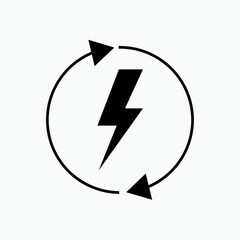 In Charge Icon. Reload Power. Add energy Symbol. 