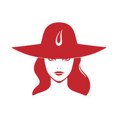 A logo of girl icon woman vector silhouette isolated design pretty and luxury lifestyle concept with cap