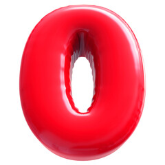 Red Number 0 Bubble 3D Render