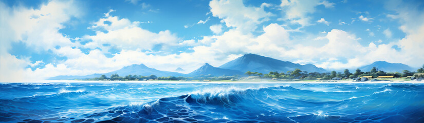 Beautiful Morning on the Ocean, Ocean Waves Website Banner, Paradise Website Banner