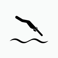 Jump to Water Icon. Sport Water Symbol - Vector.
