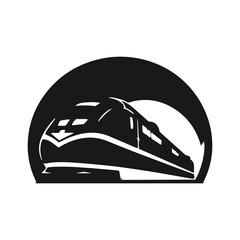 Fototapeta na wymiar Electric Train in circle logo train icon metro vector silhouette isolated design tram vector template