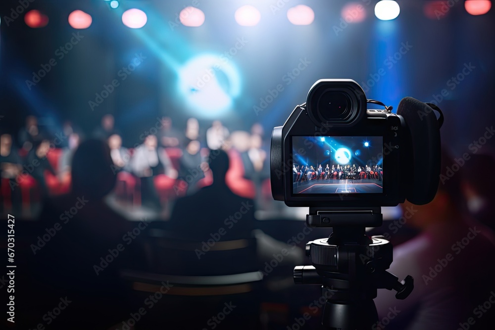 Poster effect light flare event technology seminar streaming video live taking camera vdo concept network s