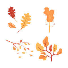 Autumnal Equinox Icon Collection. Vector Illustration. 