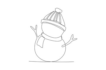 Continuous one line drawing Winter activities. Winter concept. Doodle vector illustration.
