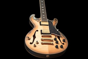 guitar electric isolated white background rock music instrument string equipment sound play musical wood wooden style brown concert stage blues pecking song