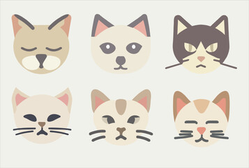 cute cat head icon design, cat animal logo illustration
