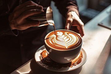 art latte cup coffee make barista hot drink shop background design espresso cafes white cappuccino colours vintage milk black pattern business texture hand breakfast workshop foam maker - obrazy, fototapety, plakaty