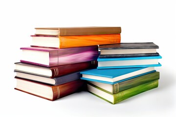 2 white glossy isolated books colored study student book graduation education text college reading library literature concept school learning information business three-dimensional