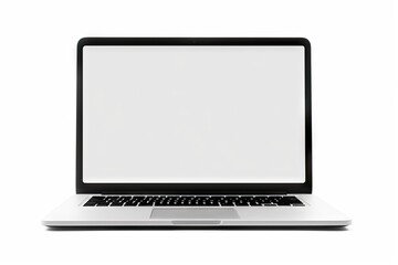 background white space blank laptop isolated notebook computer screen monitor wide front modern nobody key display open digital clipping grey technology metallic path - obrazy, fototapety, plakaty