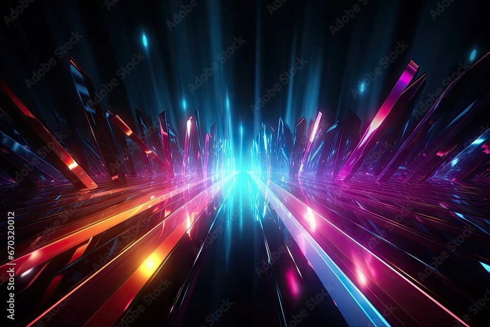 Aufkleber generated ai lines glowing rays laser background lights neon abstract futuristic illumination ray li