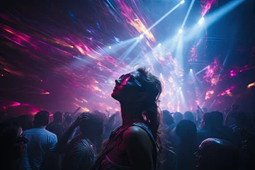 Foto op Plexiglas party music electronic laser show light stage concert disco night spotlight club smoke event entertainment dance festival dancing people nightclub crowd clubbing © sandra