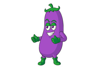 Cute Eggplant Cartoon Character Design