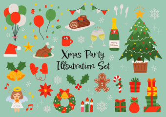 クリスマスパーティの手書きベクターイラスト