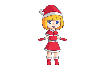 Cute Christmas Girl Cartoon Character Design
