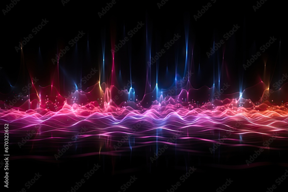 Poster rendering 3d equalizer background waves musical sound showing music abstract datum wave big voice au