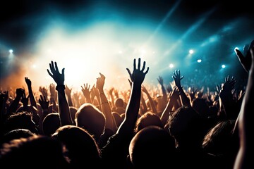 concert music live raised hands crowd festival gig act entertainment audience celebration backlight band worshipful cheering club dancing event
