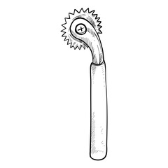 sewing cutter tool handdrawn illustration