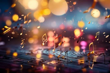Foto op Canvas bokeh light abstract notes music sheets note musical image white entertainment vector background nobody element illustration design key isolated shape art © akkash jpg