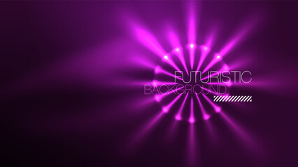 Circles with bright neon shiny light effects, abstract background wallpaper design