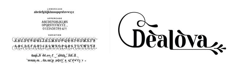 Elegant Font Uppercase Lowercase and Number. Classic Lettering Minimal Fashion Designs. Typography modern serif fonts regular decorative vintage concept. vector illustration