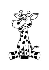 Cute giraffe vector cartoon on white background 