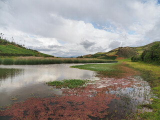 Views of the Ccochacajas lagoon in winter. Apurimac. Peru