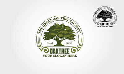 Oak Vector Logo Template. Oak Silhouette of a tree, Vector logo illustration. 