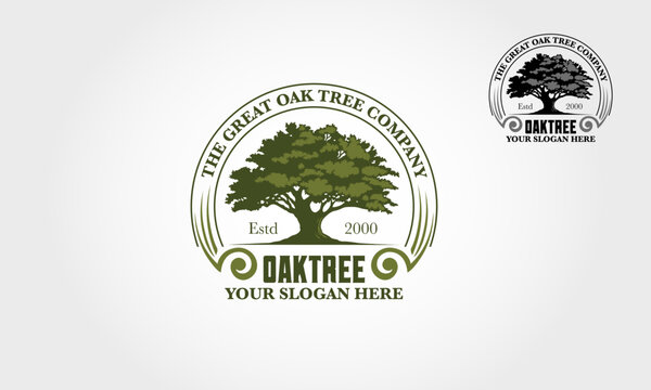 Oak Vector Logo Template. Oak Silhouette of a tree, Vector logo illustration. 