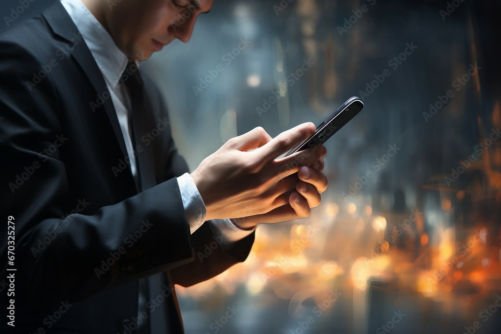 Aufkleber phone smart mobile using man close phone mobile business hand businessman smart using texting text m
