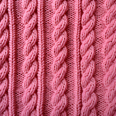 Close up pink knitted sweater fabric background 
