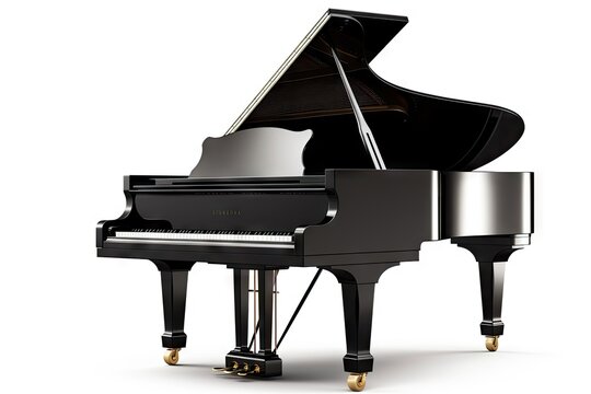 background white isolated piano grand black music instrument musical nobody shiny classic keyboard classical string ebony style single clipping path