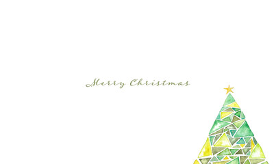 水彩画。水彩タッチのクリスマスツリーベクターイラスト。クリスマスのシンプル背景。Watercolor painting. Christmas tree vector illustration with watercolor touch. Christmas simple background.