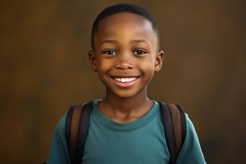 boy school african Smiling student children black happy education study elementary primary young american smile learning academic looking cute standing cheerful pupil casual attire - Powered by Adobe