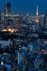 Fotobehang ライトアップされた東京タワーと東京都心の夜景 © Hiroyoshi Kushino