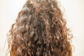 woman with long curly hair