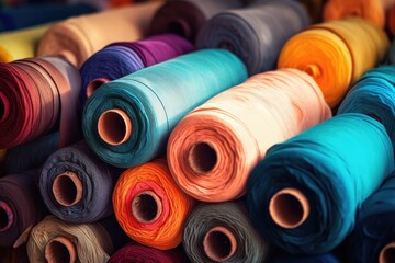 india industry shop textile rolls silk fabric colorsful sale sewing thread material colours background blue bright clean clothes clothing coloured colourful cotton elegance fashion new pattern - obrazy, fototapety, plakaty