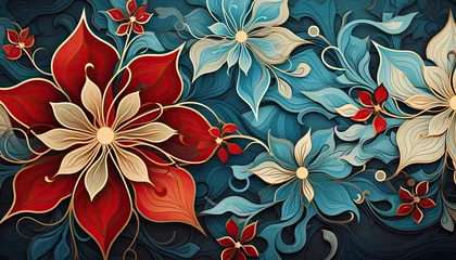 Fotobehang Enchanting Floral Pattern Background in Full Blossom © Supardi