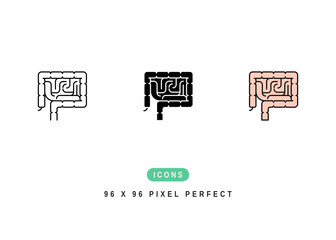 Intestine Icon. Bowel Human Stomach Symbol Stock Illustration. Vector Line Icons For UI Web Design And Presentation