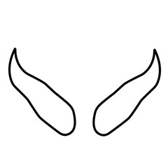 Devil horn vector illustration. Doodle style. Design icon, print, logo, poster, symbol, decor, textile, paper.