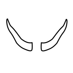 Devil horn vector illustration. Doodle style. Design icon, print, logo, poster, symbol, decor, textile, paper.