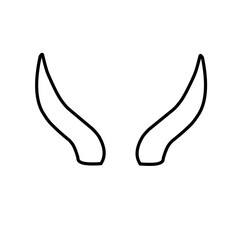 Devil horn vector illustration. Doodle style. Design icon, print, logo, poster, symbol, decor, textile, paper.
