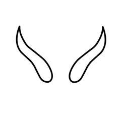 Devil horn vector illustration. Doodle style. Design icon, print, logo, poster, symbol, decor, textile, paper.