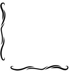 Hand drawn corners with different shapes: flourishes, floral decoration. Isolated vector illustration for wedding, greeting banner design. Doodle sketch style. The corners are drawn by the brush-pen.