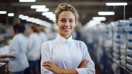 Fototapeta premium Successful food factory women manager in food factory.