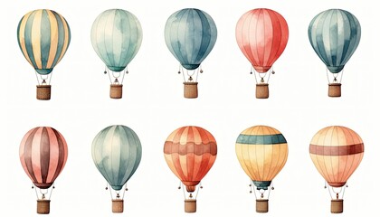Watercolor Illustration of Hot Air Balloons
