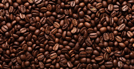 Fototapeta premium coffee beans background, aerial photography
